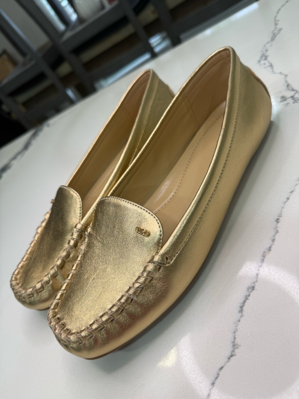 Michael Kors Eve Moc Women's Size 9M Pale Gold Flat Shoes